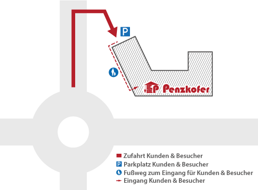 Anfahrt und Parkplätze Penzkofer Bau